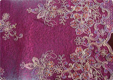 Tissu à extrémité élevé à la maison pourpre d'habillement de tissus brodés de textile